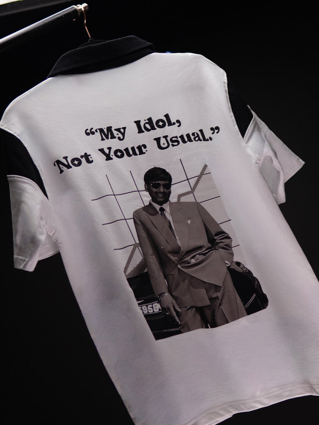 HARSHAD MEHTA WHITE OVERSIZED POLO T SHIRT