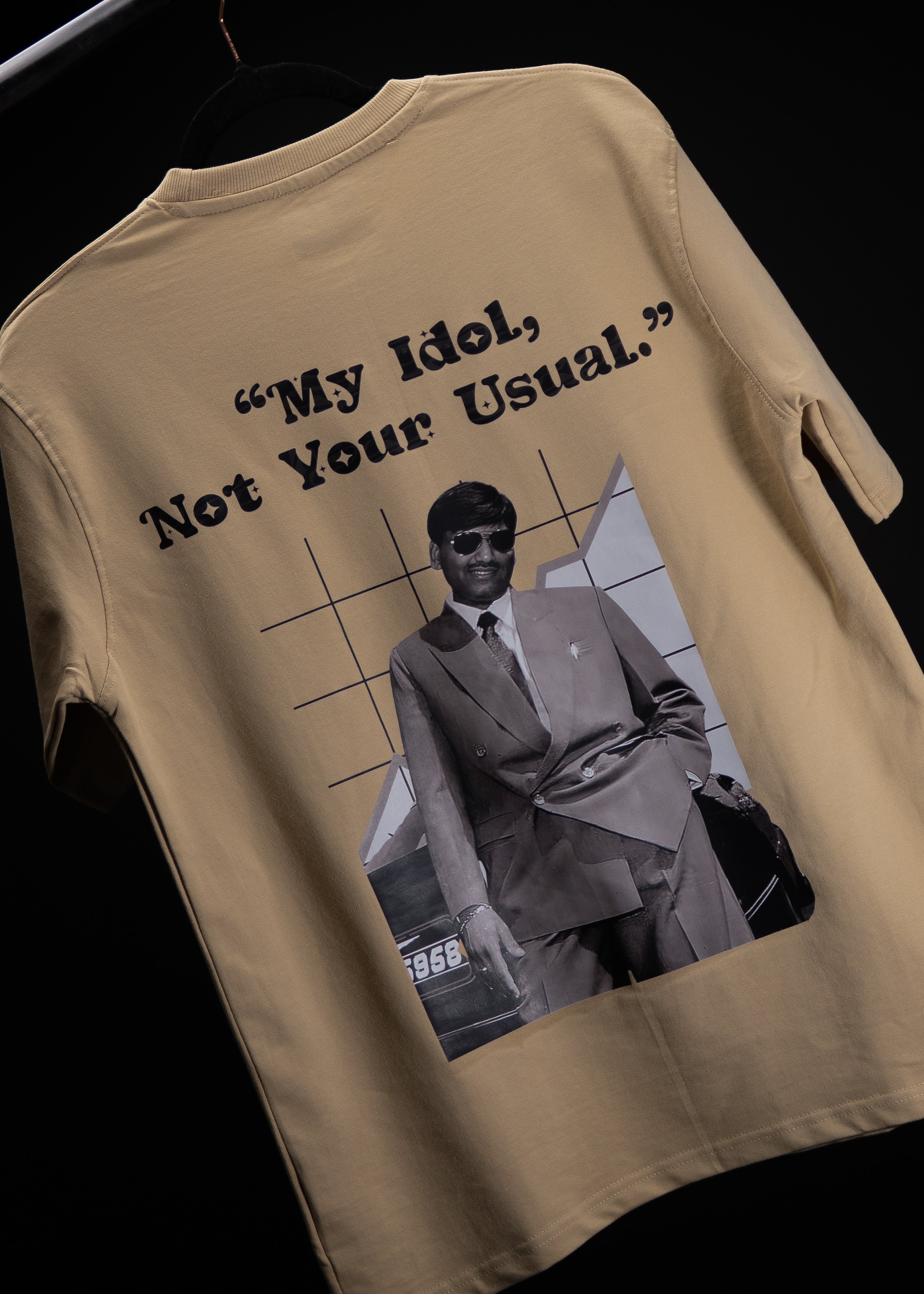 HARSHAD MEHTA FRENCH BEIGE OVERSIZED T SHIRT