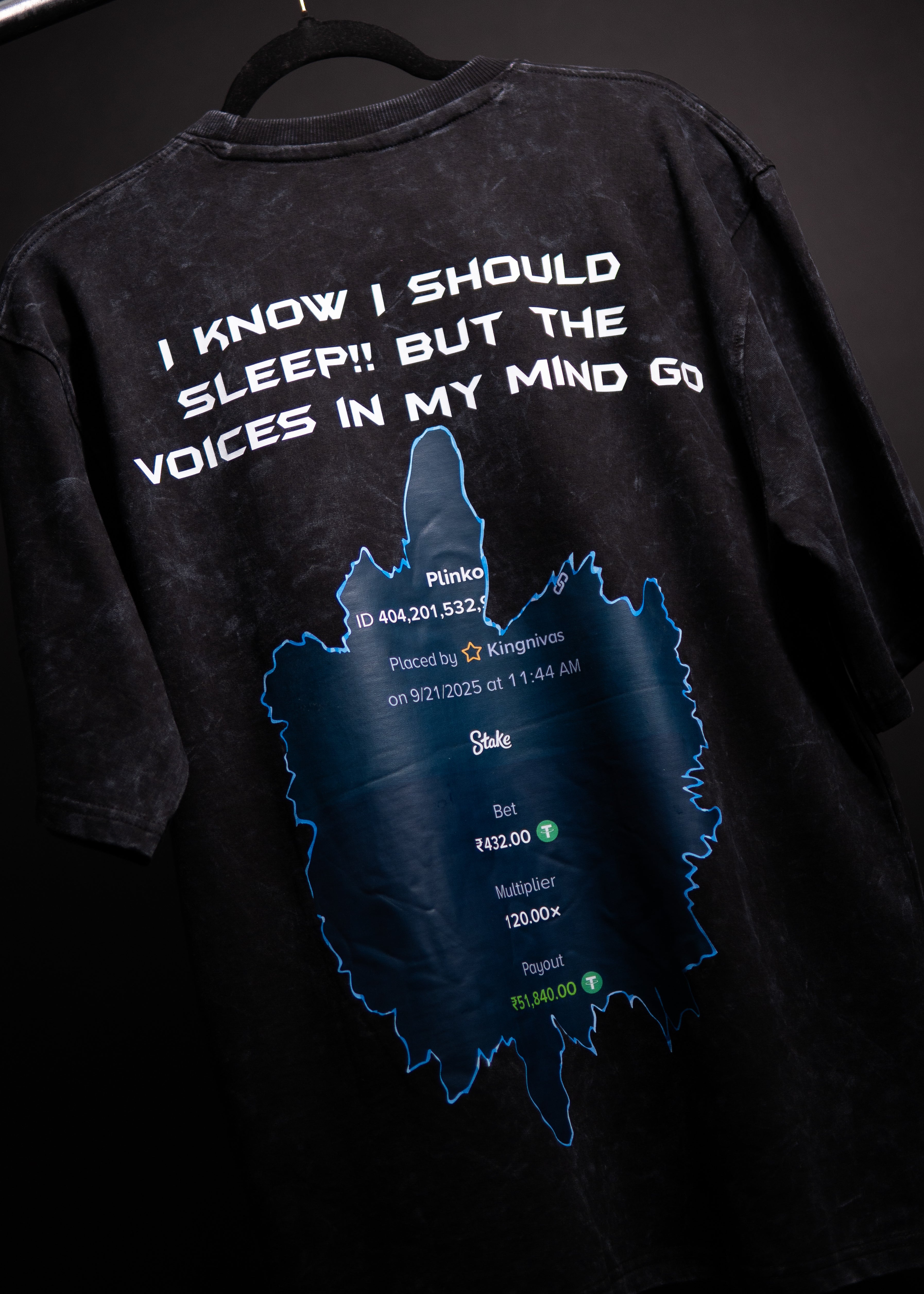 MY MIND GAMBLING BLACK ACID WASH OVERSIZED T SHIRT