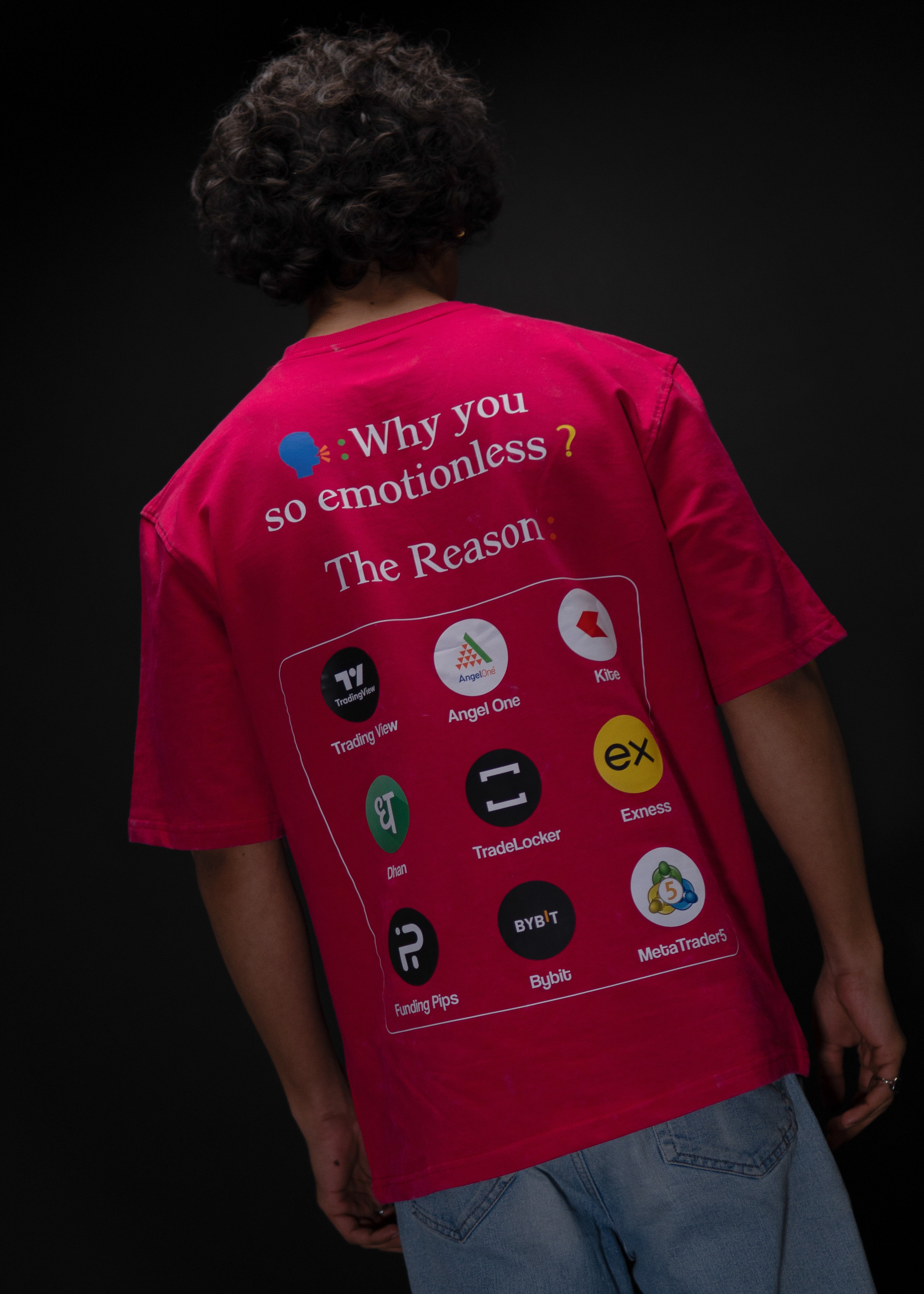 WHY YOU SO EMOTIONLESS? PINK ACID WASH OVERSIZED T SHIRT