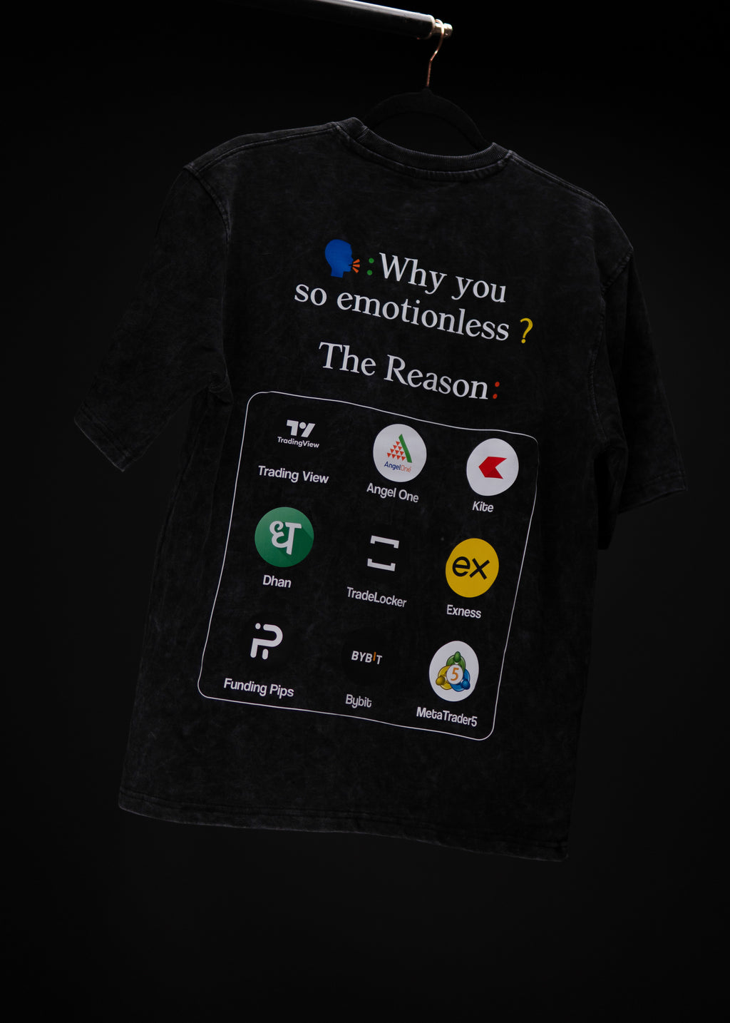 WHY YOU SO EMOTIONLESS ? BLACK ACID WASH OVERSIZED T SHIRT