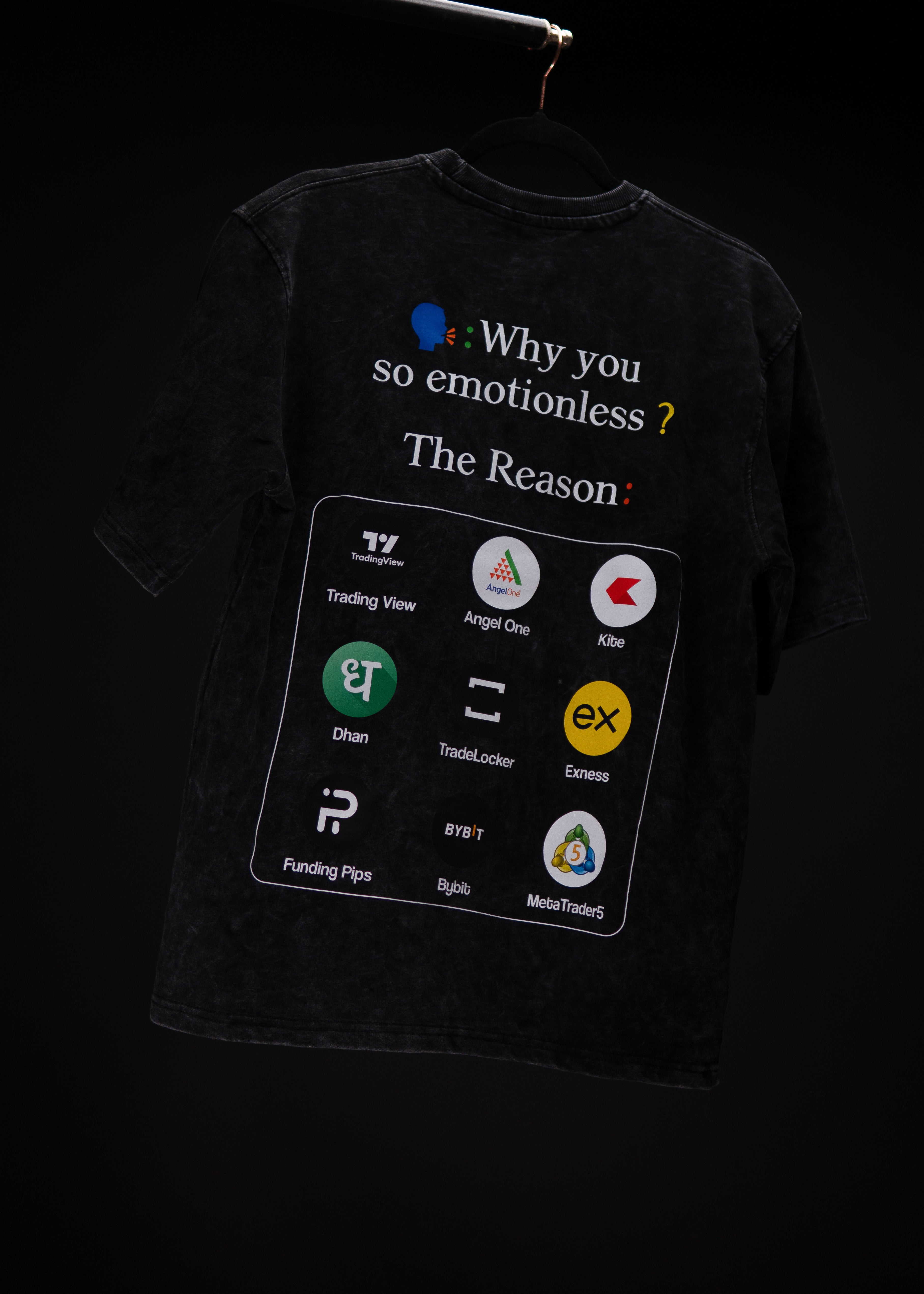 WHY YOU SO EMOTIONLESS ? BLACK ACID WASH OVERSIZED T SHIRT