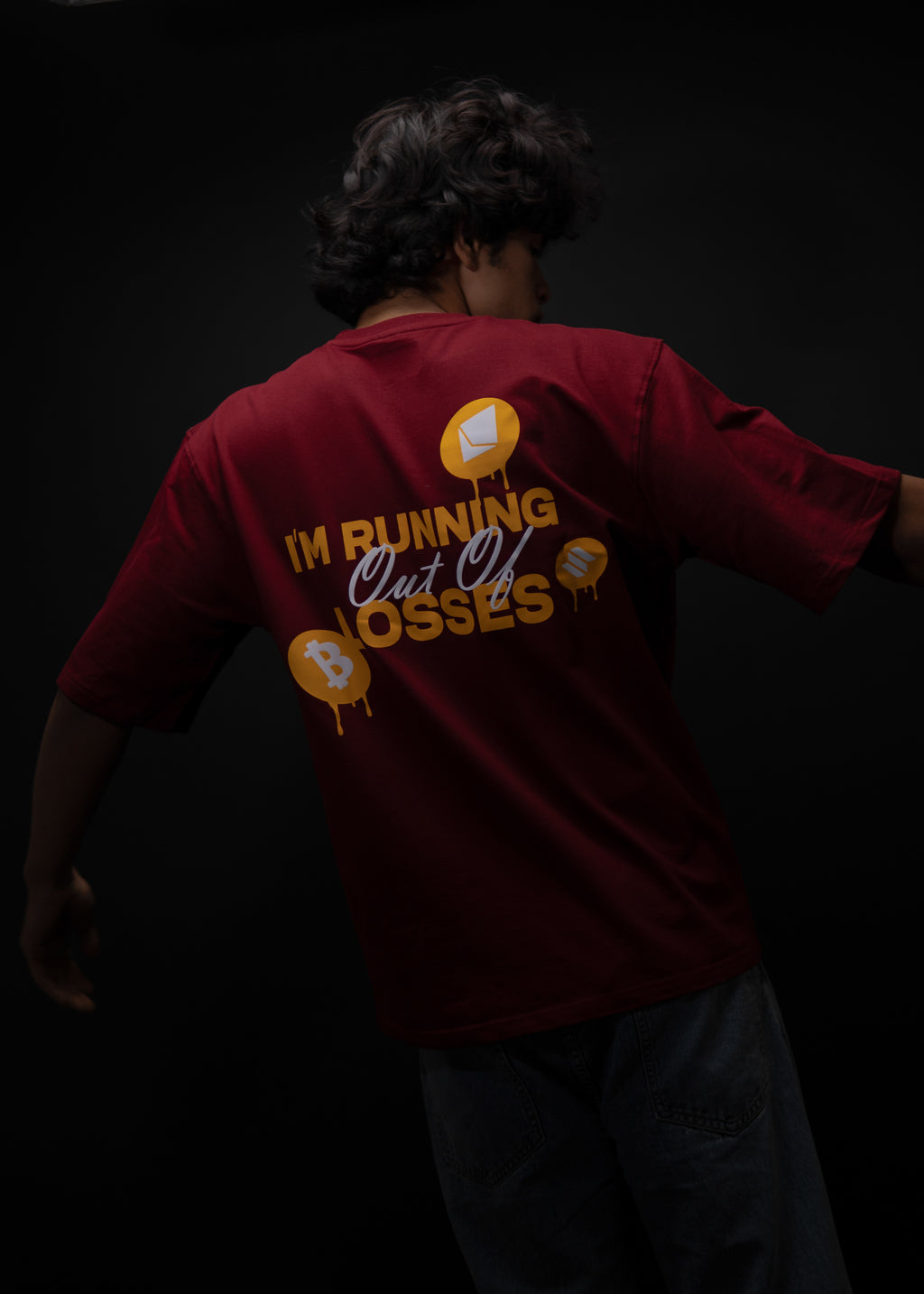 OUT OF LOSSES OVERSIZED MAROON T SHIRT