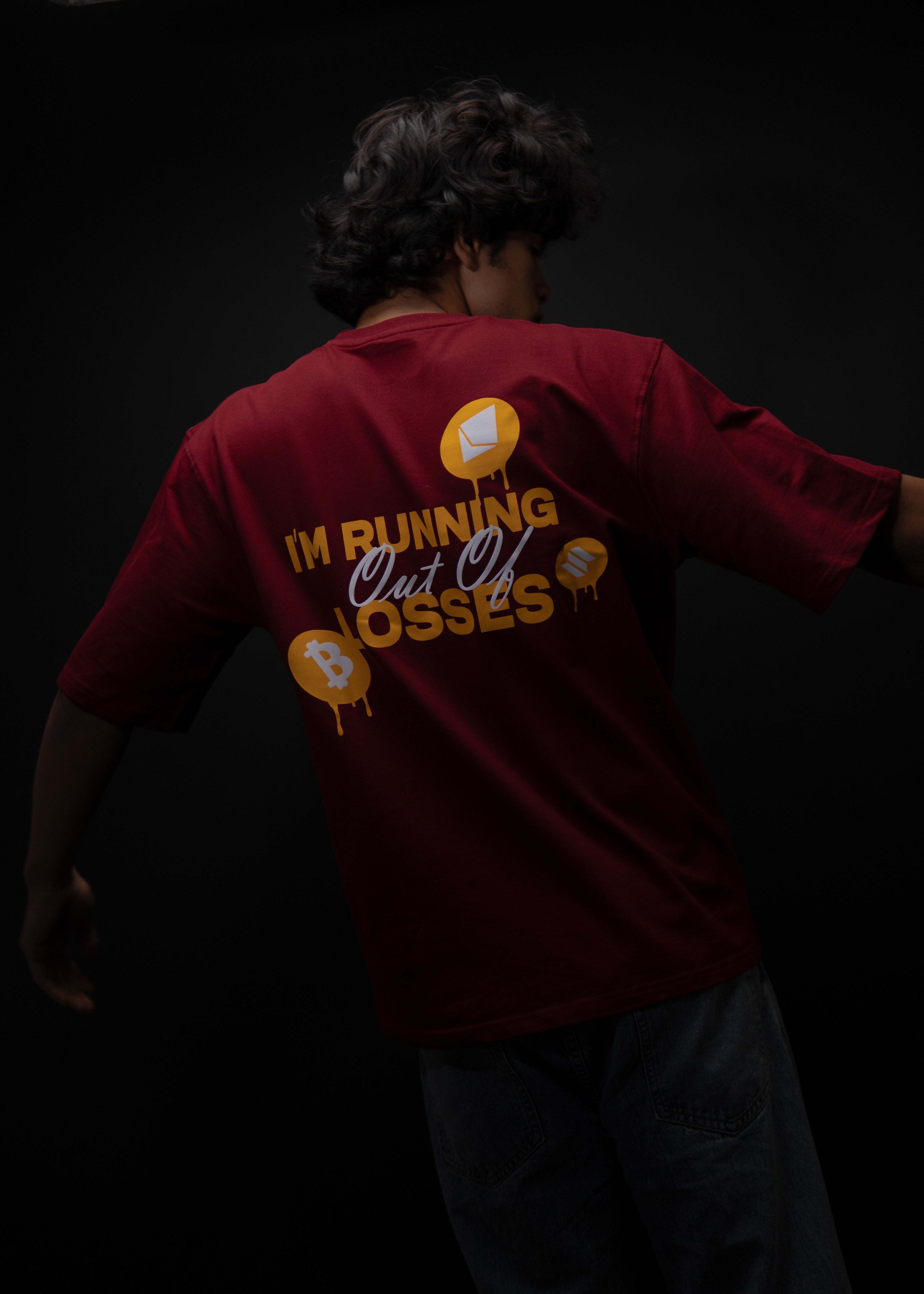 OUT OF LOSSES OVERSIZED MAROON T SHIRT