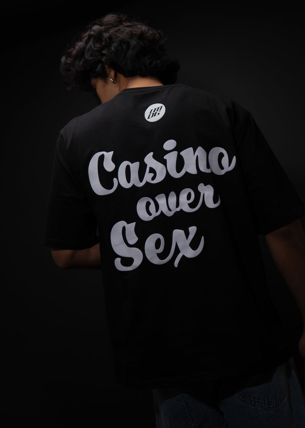 CASINO OVER SEX OVERSIZED BLACK T SHIRT