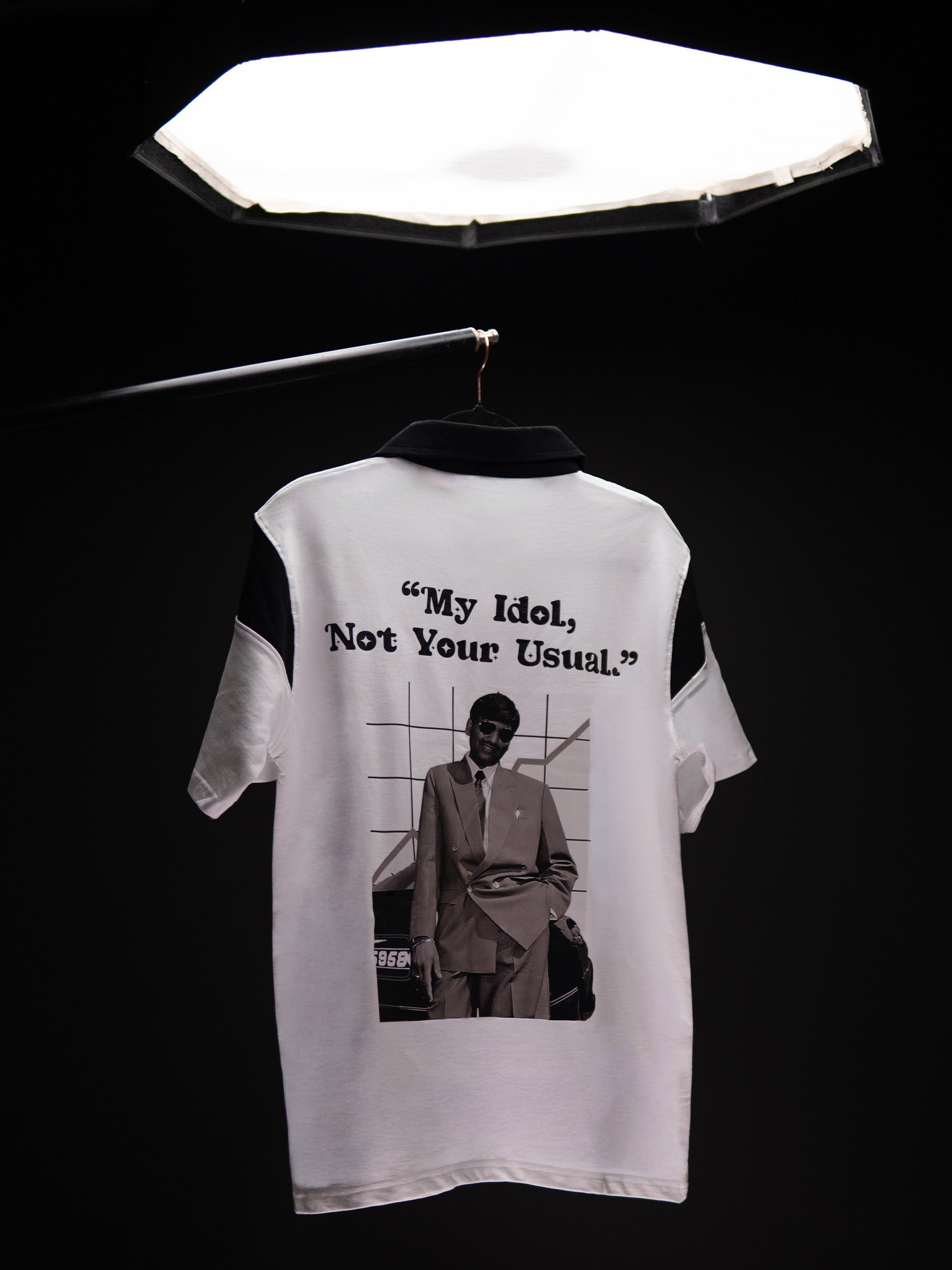 HARSHAD MEHTA WHITE OVERSIZED POLO T SHIRT