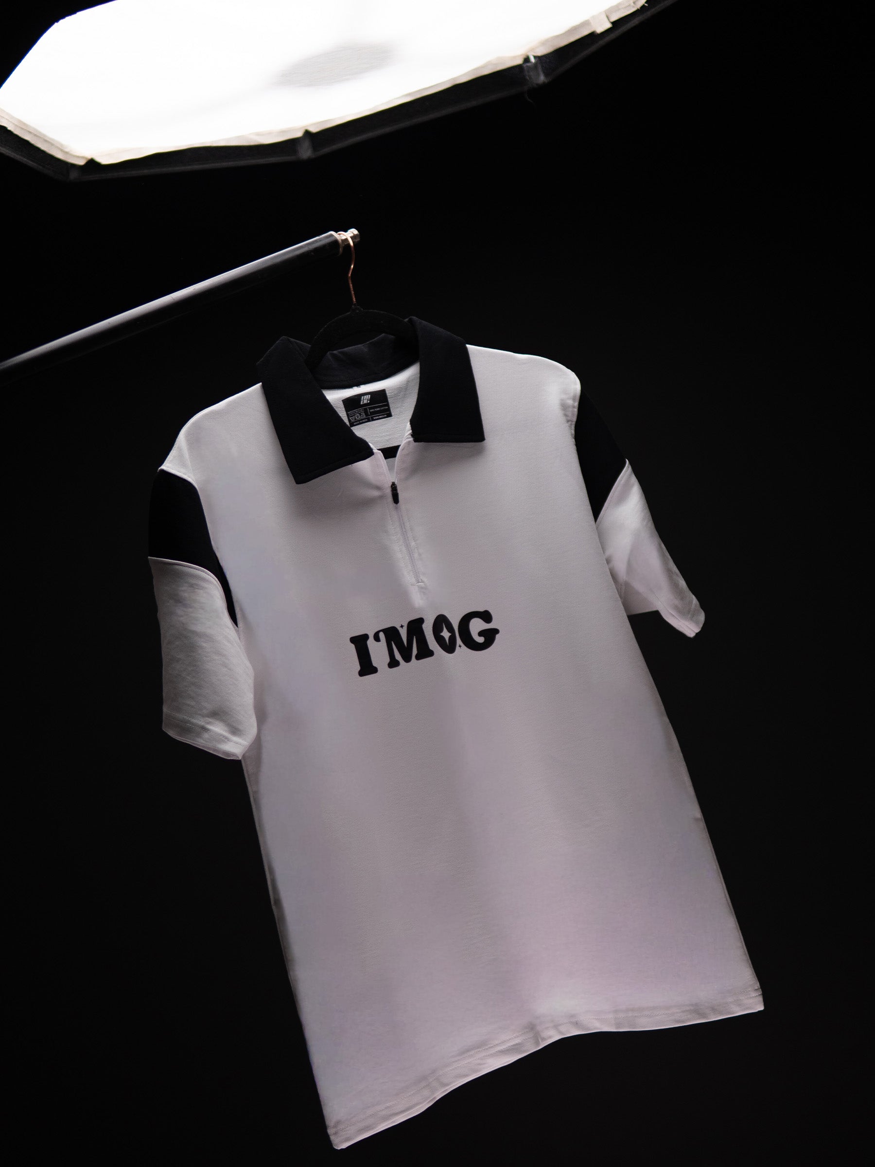 HARSHAD MEHTA WHITE OVERSIZED POLO T SHIRT