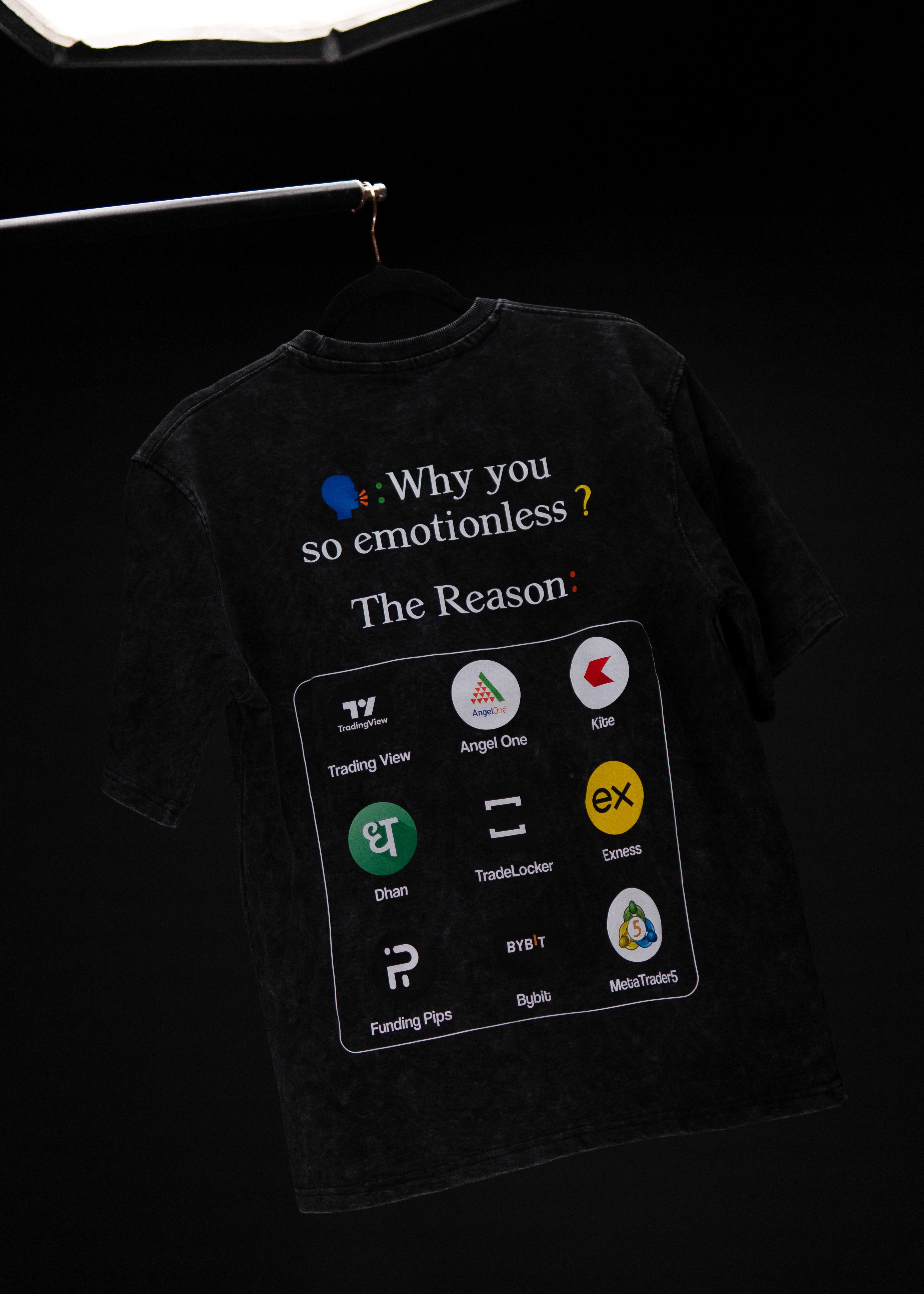WHY YOU SO EMOTIONLESS ? BLACK ACID WASH OVERSIZED T SHIRT