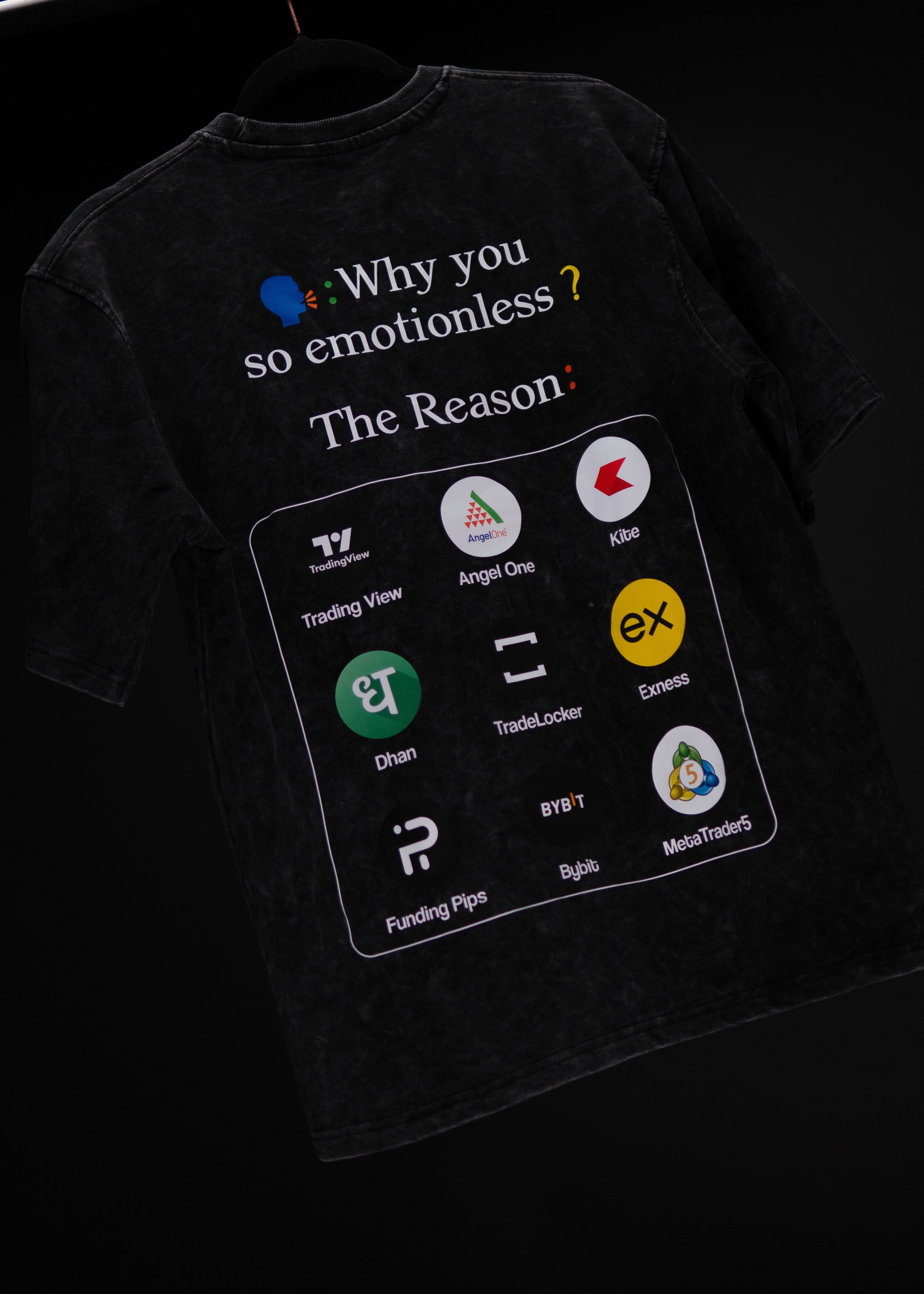 WHY YOU SO EMOTIONLESS ? BLACK ACID WASH OVERSIZED T SHIRT