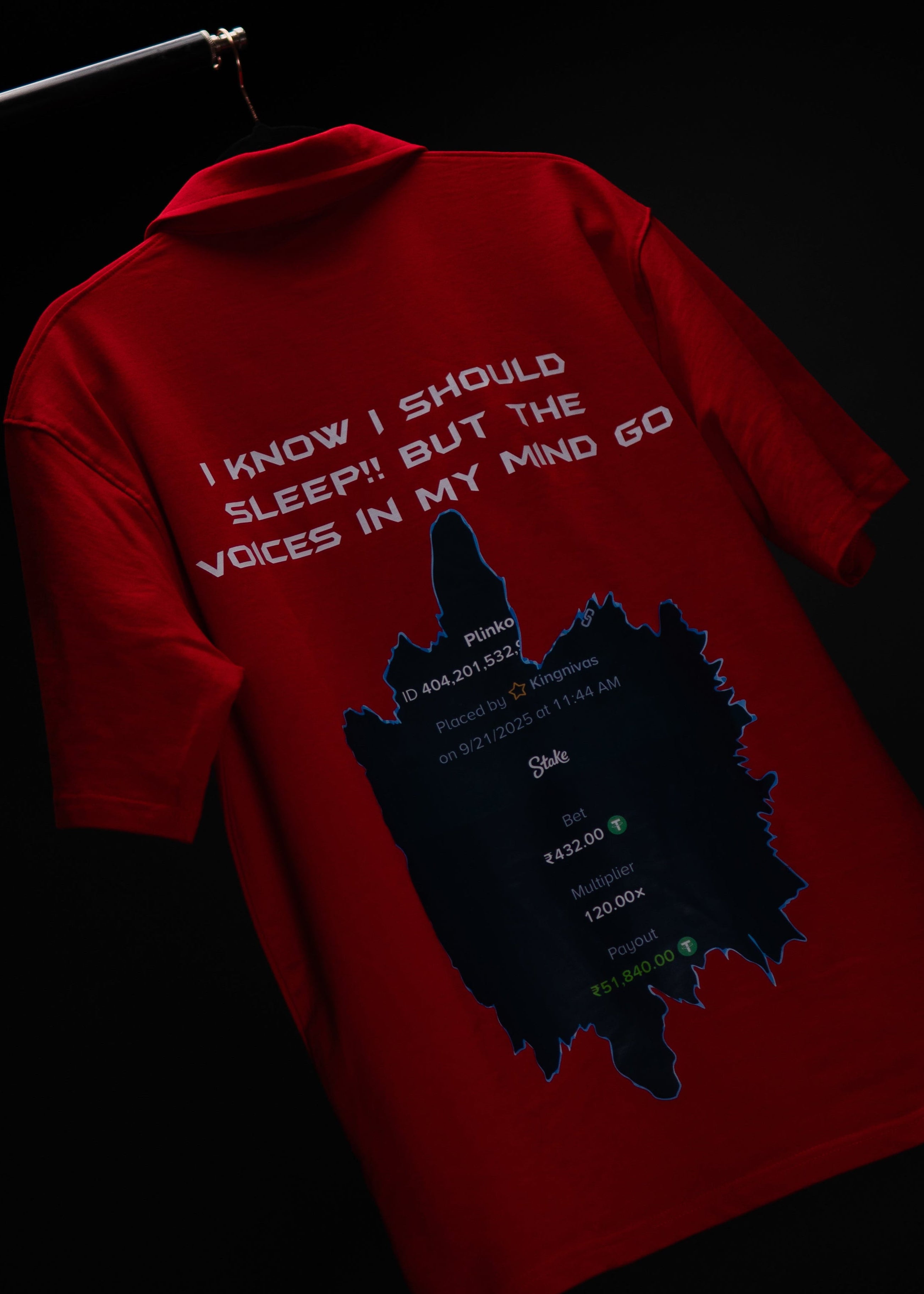 MIND GAMBLING OVERSIZED RED POLO T SHIRT