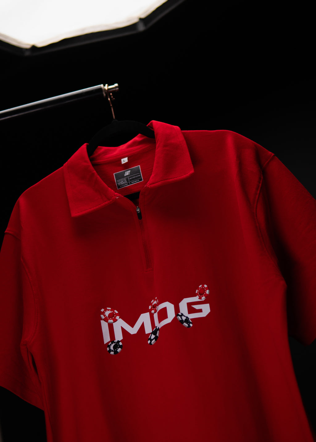 MIND GAMBLING OVERSIZED RED POLO T SHIRT