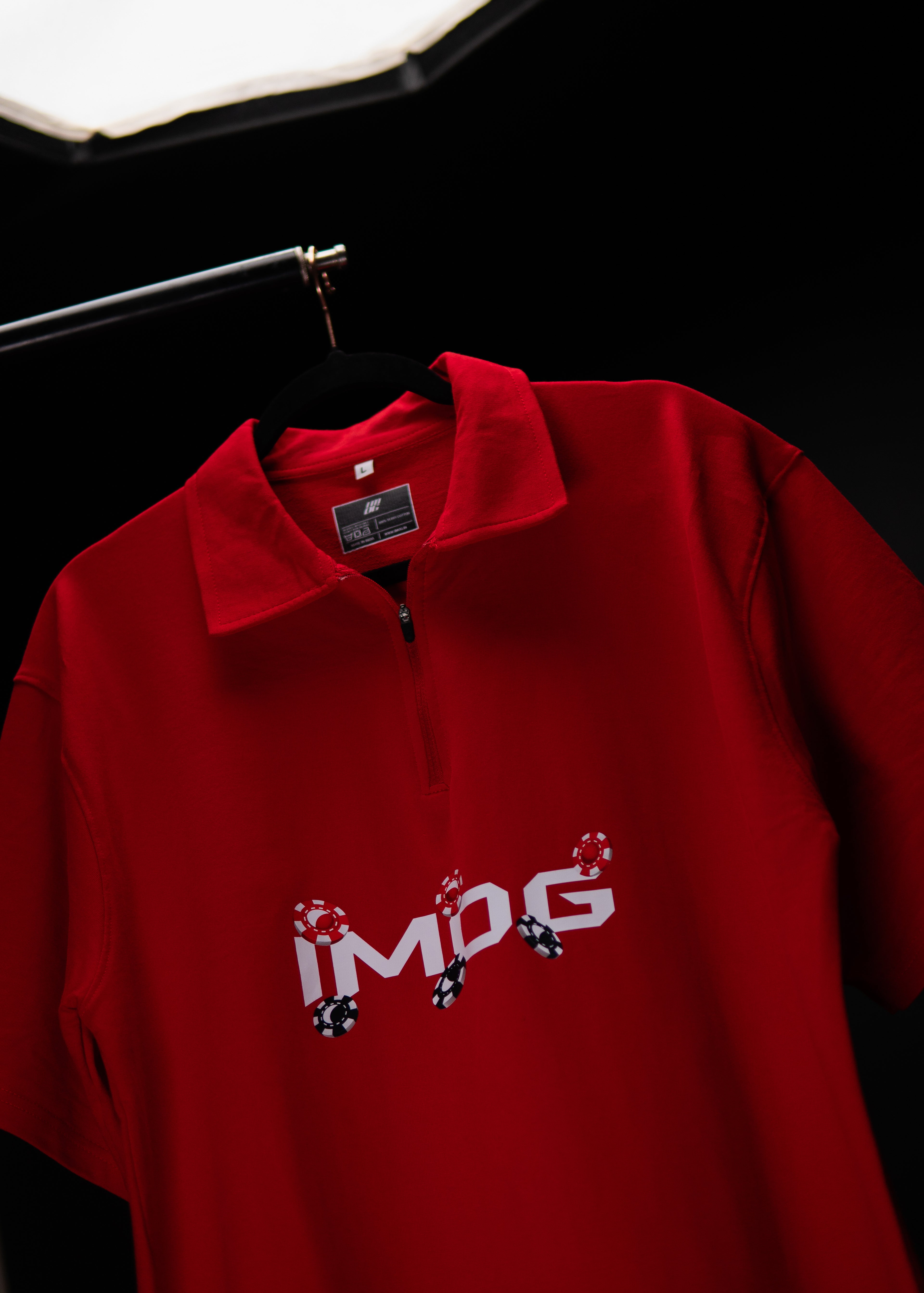 MIND GAMBLING OVERSIZED RED POLO T SHIRT