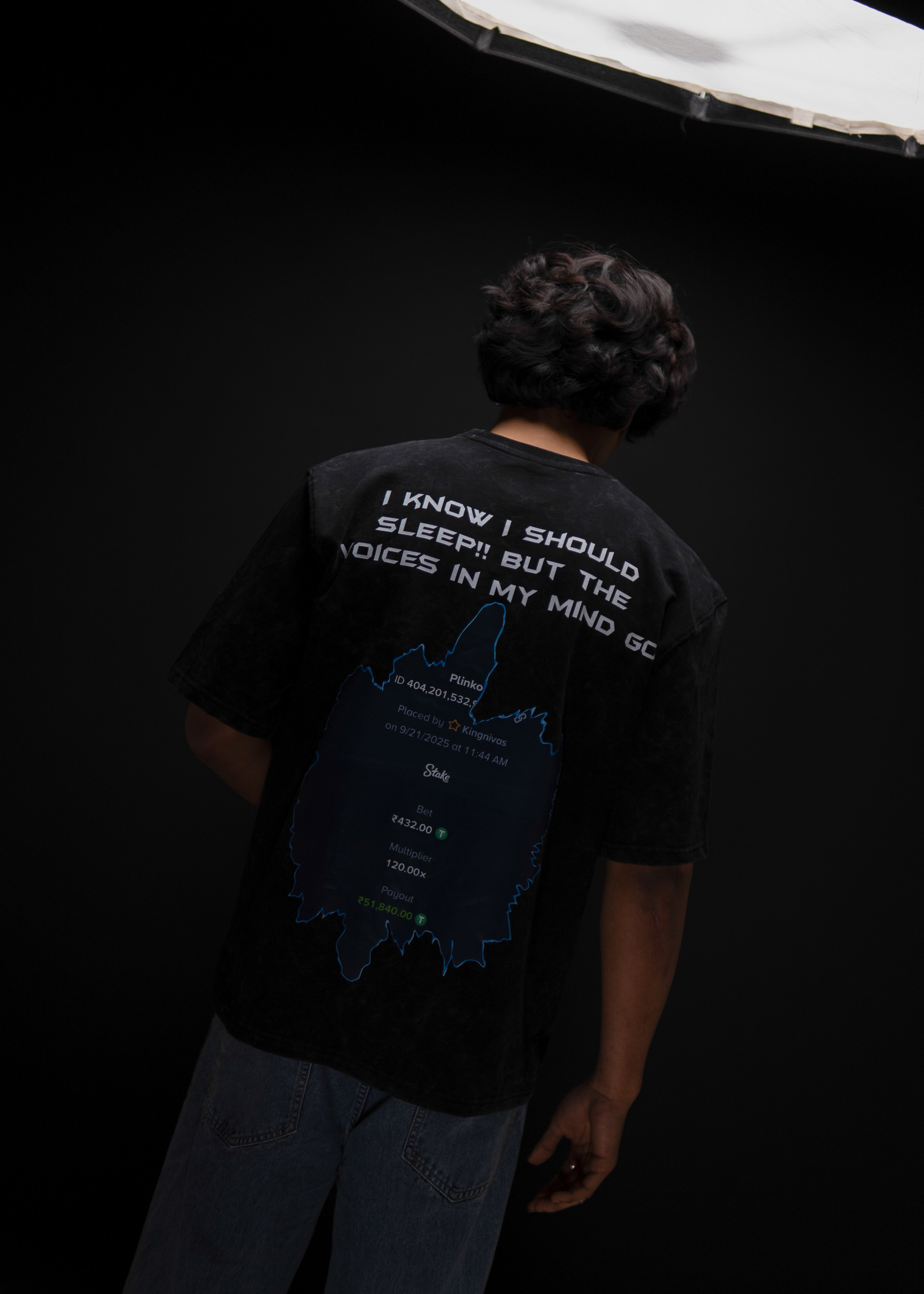 MY MIND GAMBLING BLACK ACID WASH OVERSIZED T SHIRT