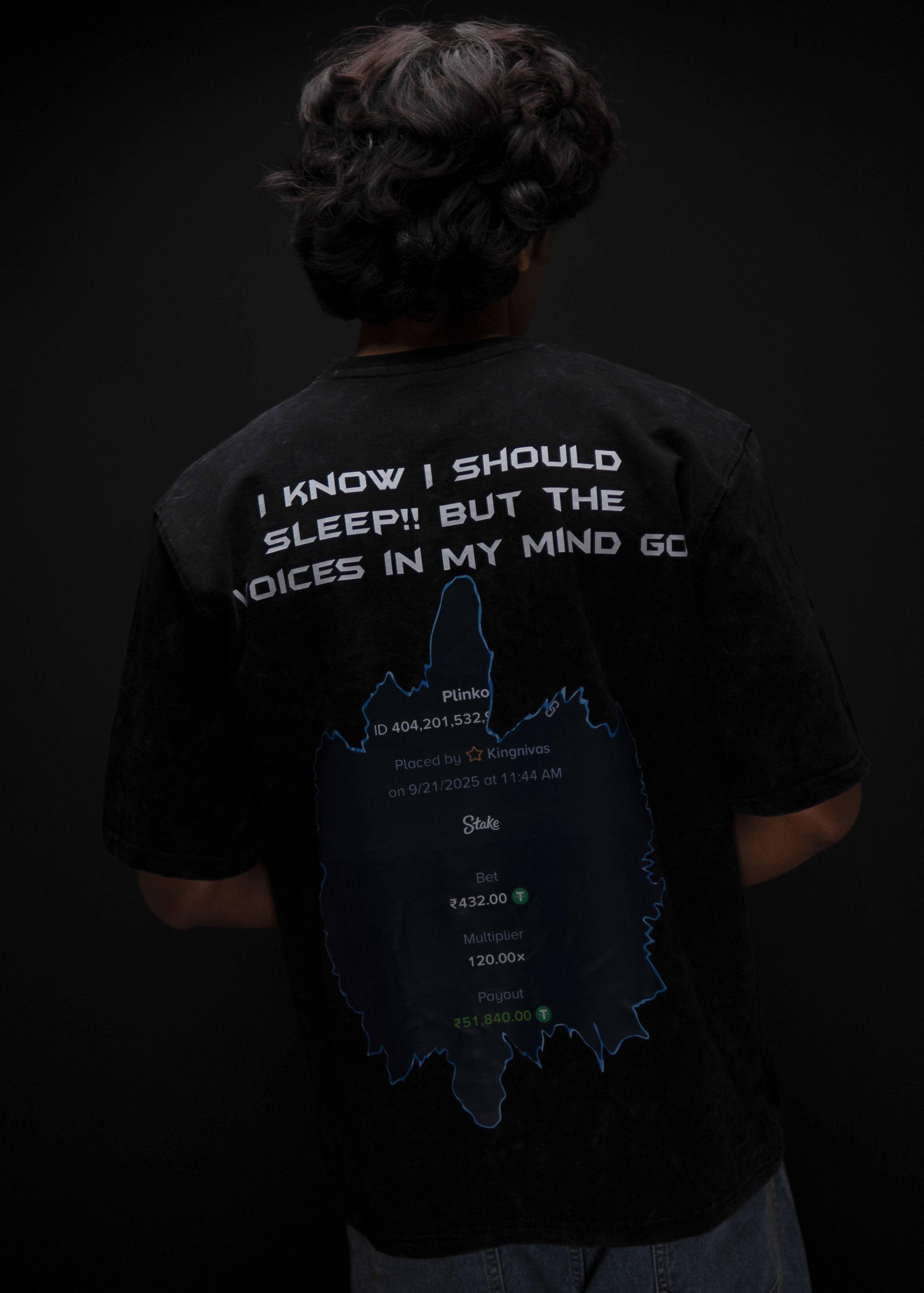 MY MIND GAMBLING BLACK ACID WASH OVERSIZED T SHIRT