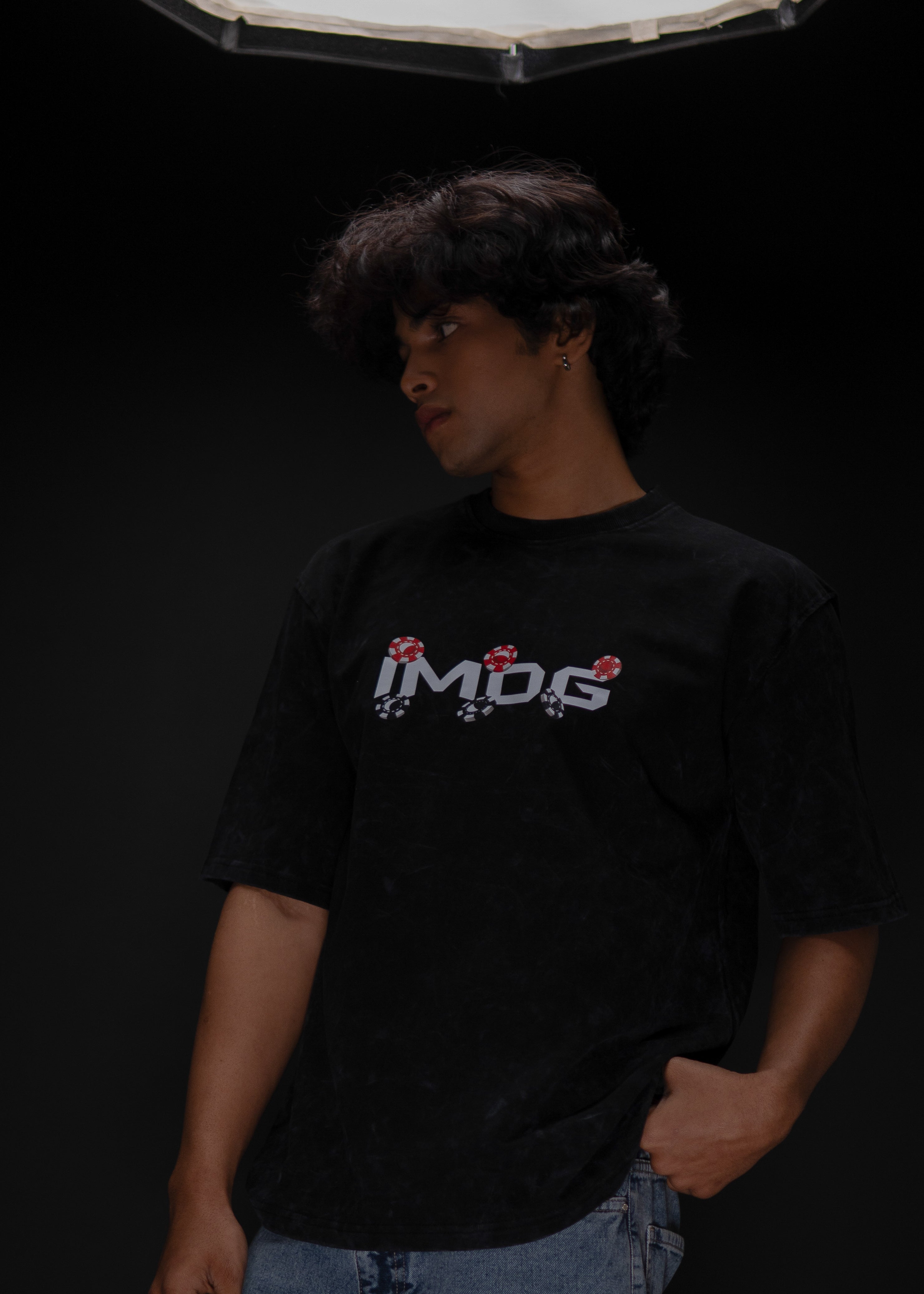 MY MIND GAMBLING BLACK ACID WASH OVERSIZED T SHIRT