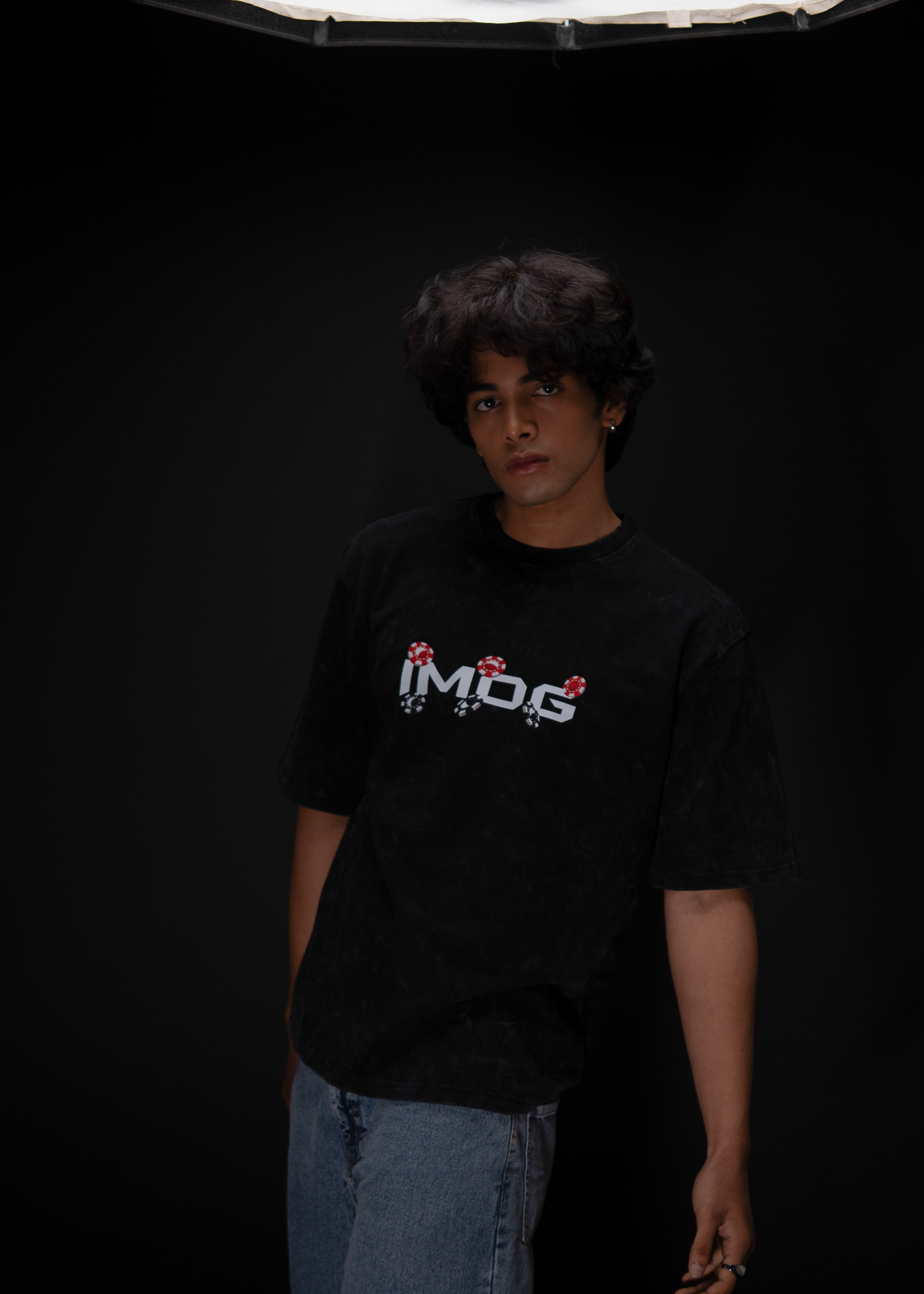 MY MIND GAMBLING BLACK ACID WASH OVERSIZED T SHIRT