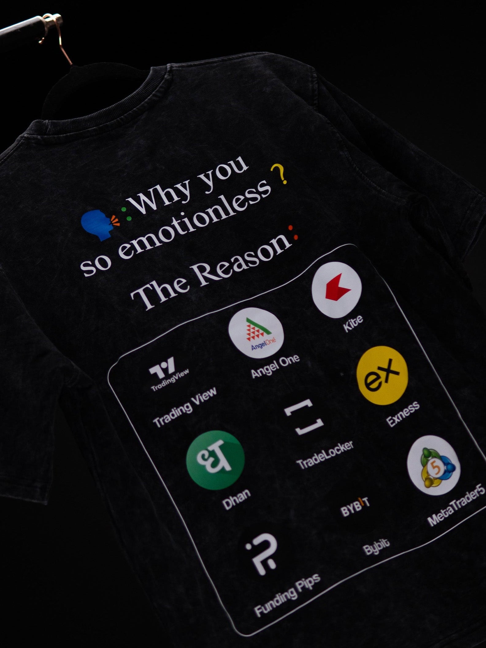 WHY YOU SO EMOTIONLESS ? BLACK ACID WASH OVERSIZED T SHIRT