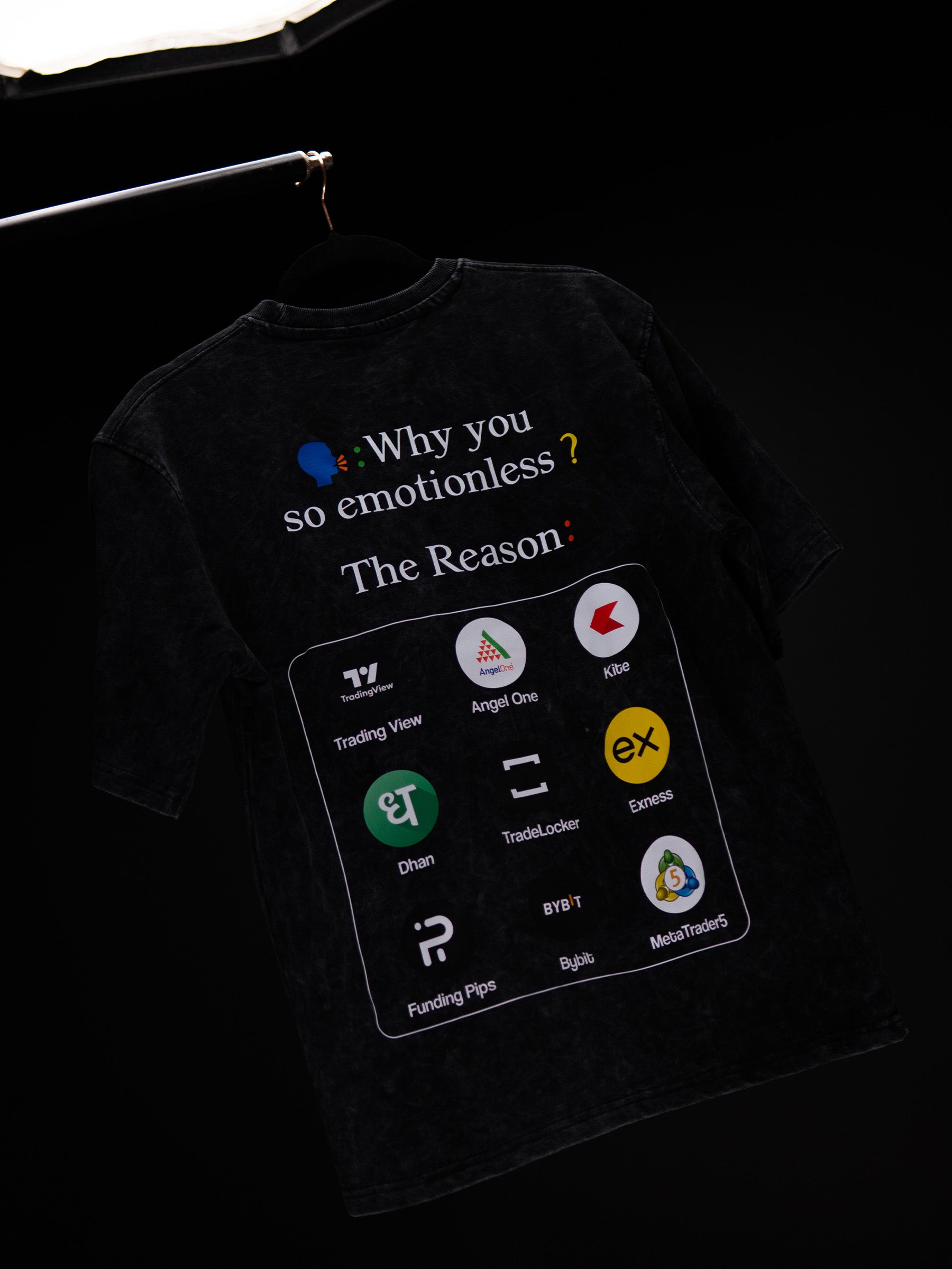 WHY YOU SO EMOTIONLESS ? BLACK ACID WASH OVERSIZED T SHIRT