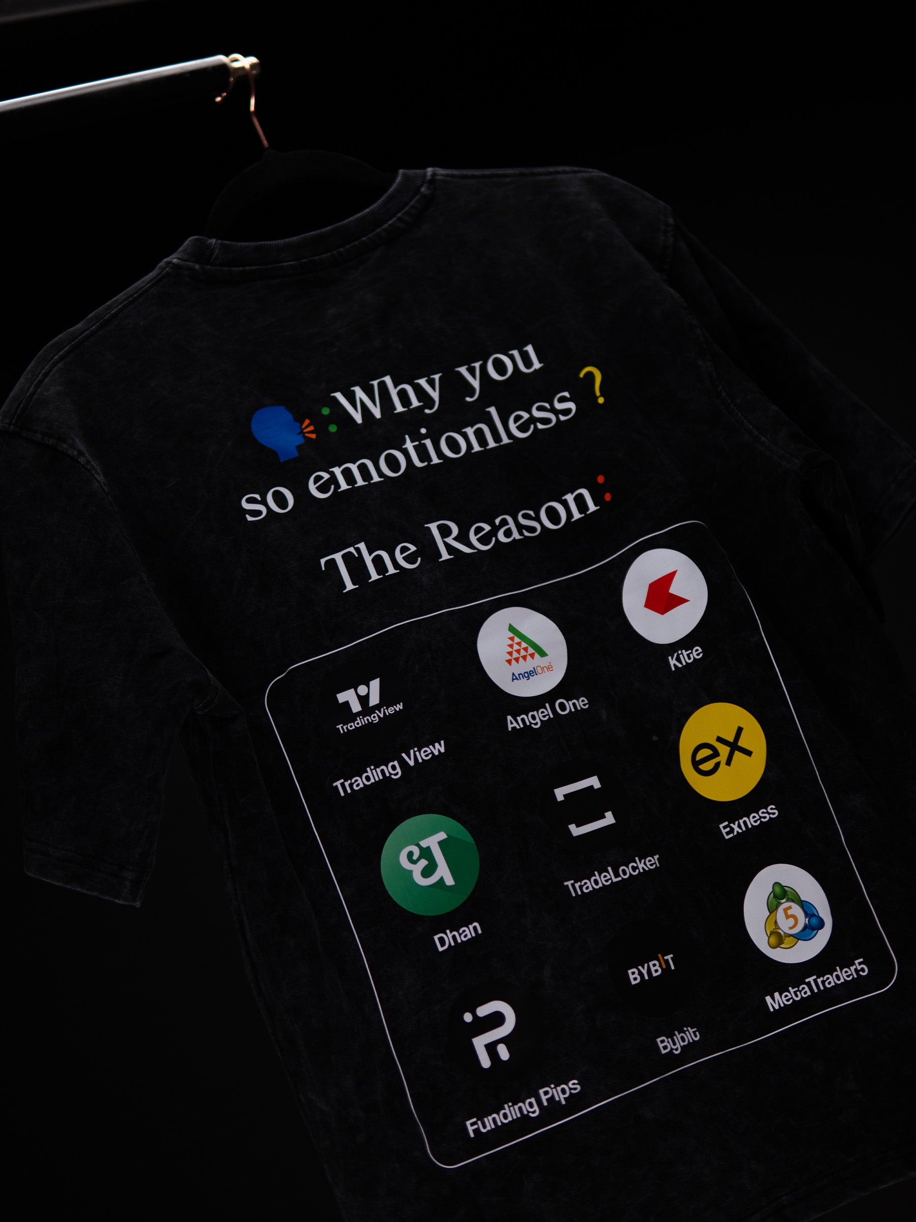 WHY YOU SO EMOTIONLESS ? BLACK ACID WASH OVERSIZED T SHIRT