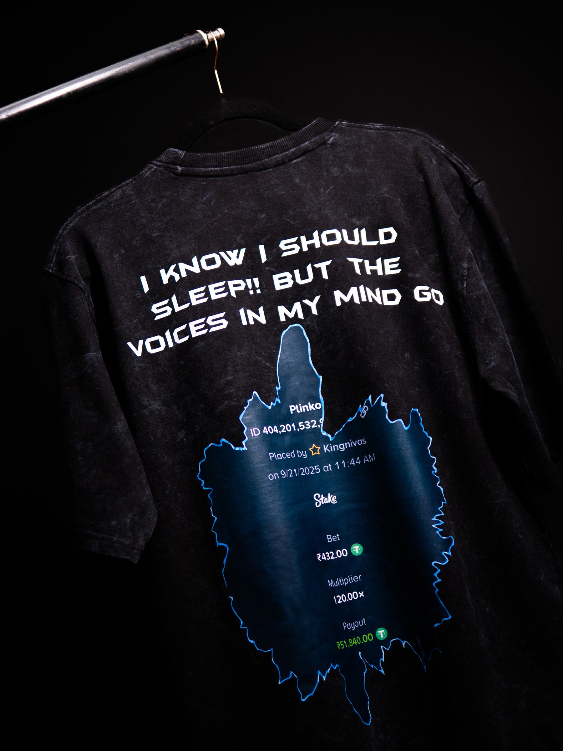 MY MIND GAMBLING BLACK ACID WASH OVERSIZED T SHIRT