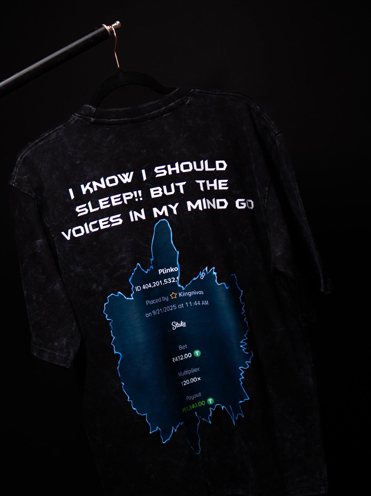 MY MIND GAMBLING BLACK ACID WASH OVERSIZED T SHIRT