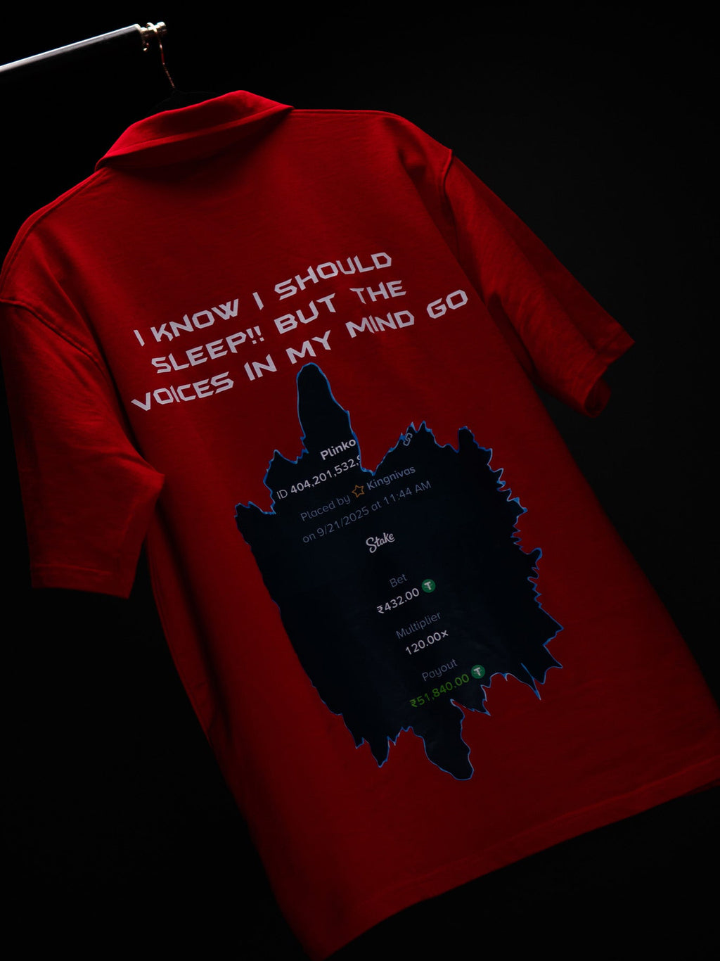 MIND GAMBLING OVERSIZED RED POLO T SHIRT