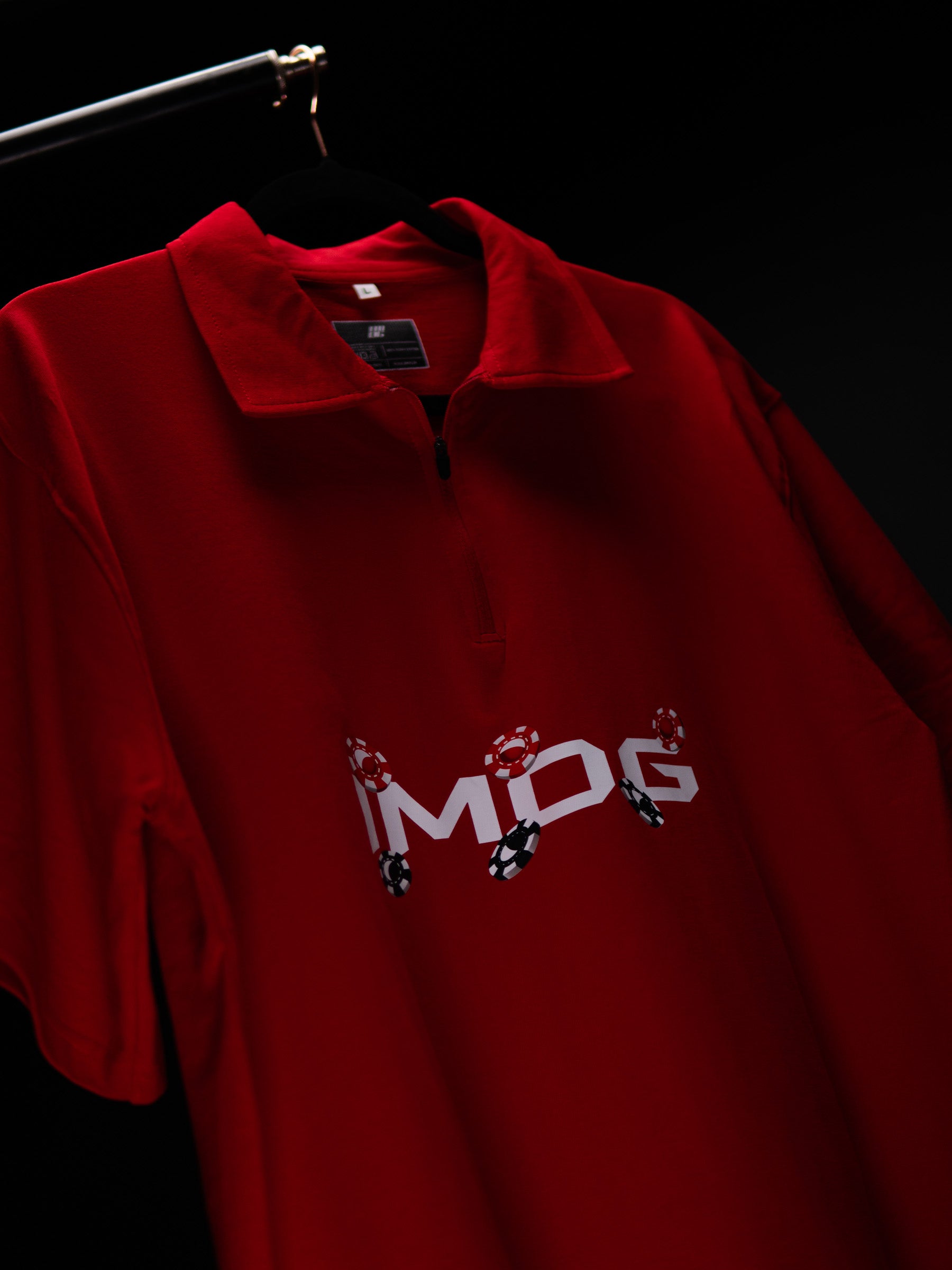 MIND GAMBLING OVERSIZED RED POLO T SHIRT