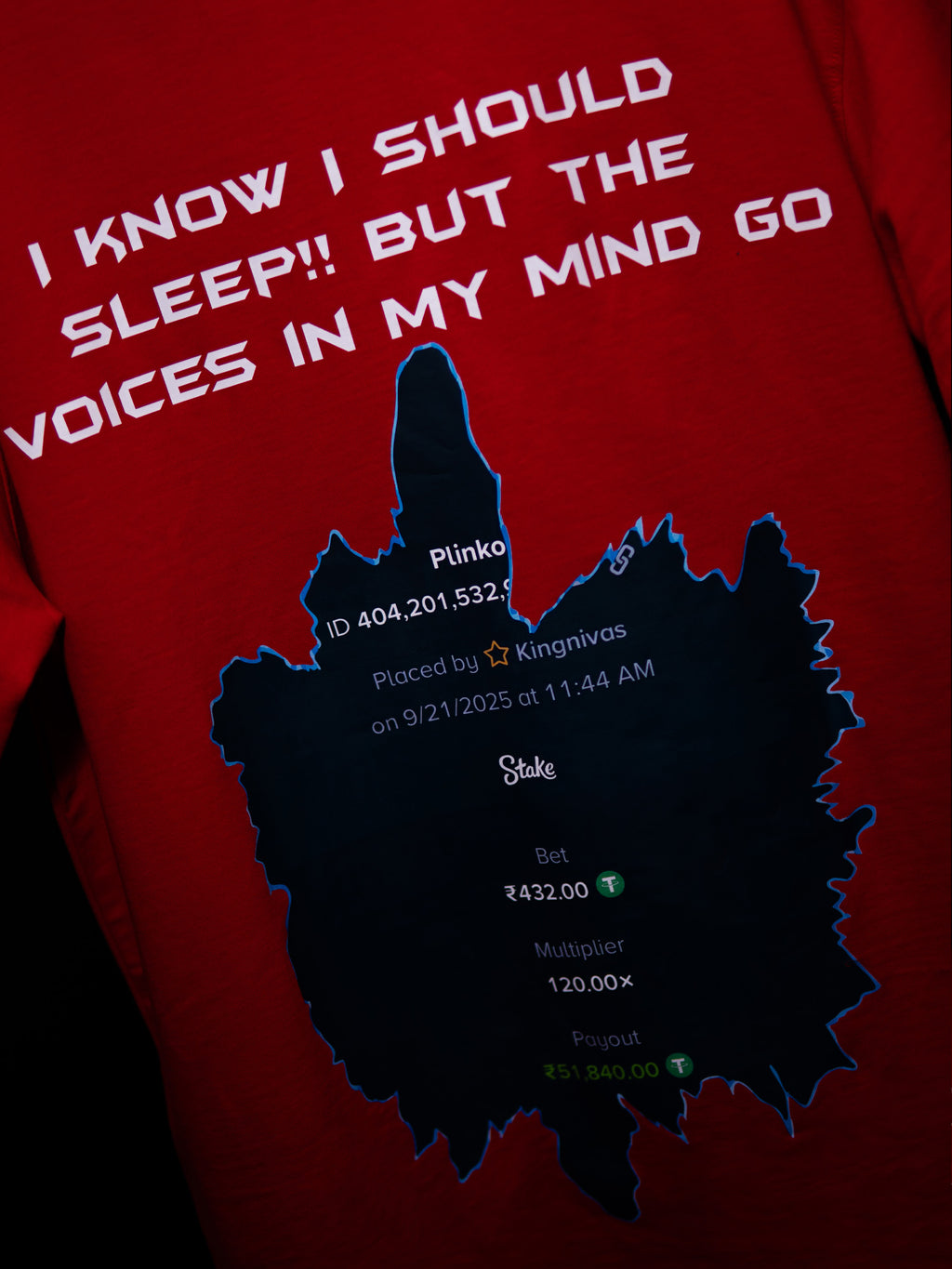 MIND GAMBLING OVERSIZED RED POLO T SHIRT